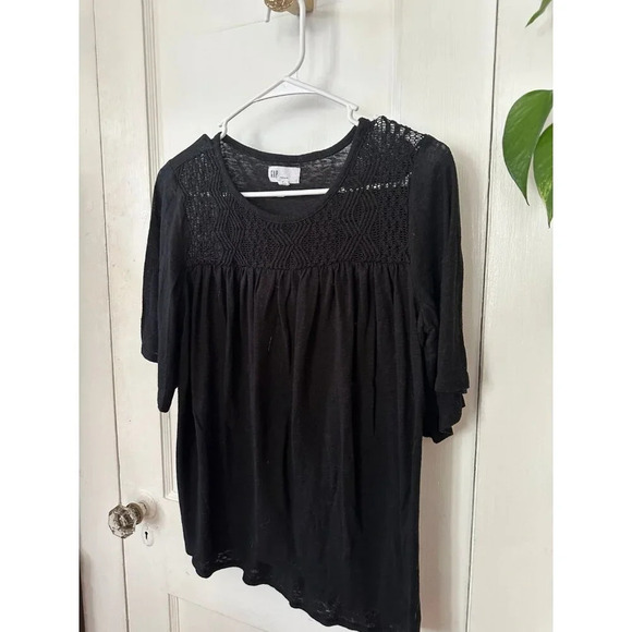 Gap linen blend women’s size medium black blouse - Picture 2 of 7